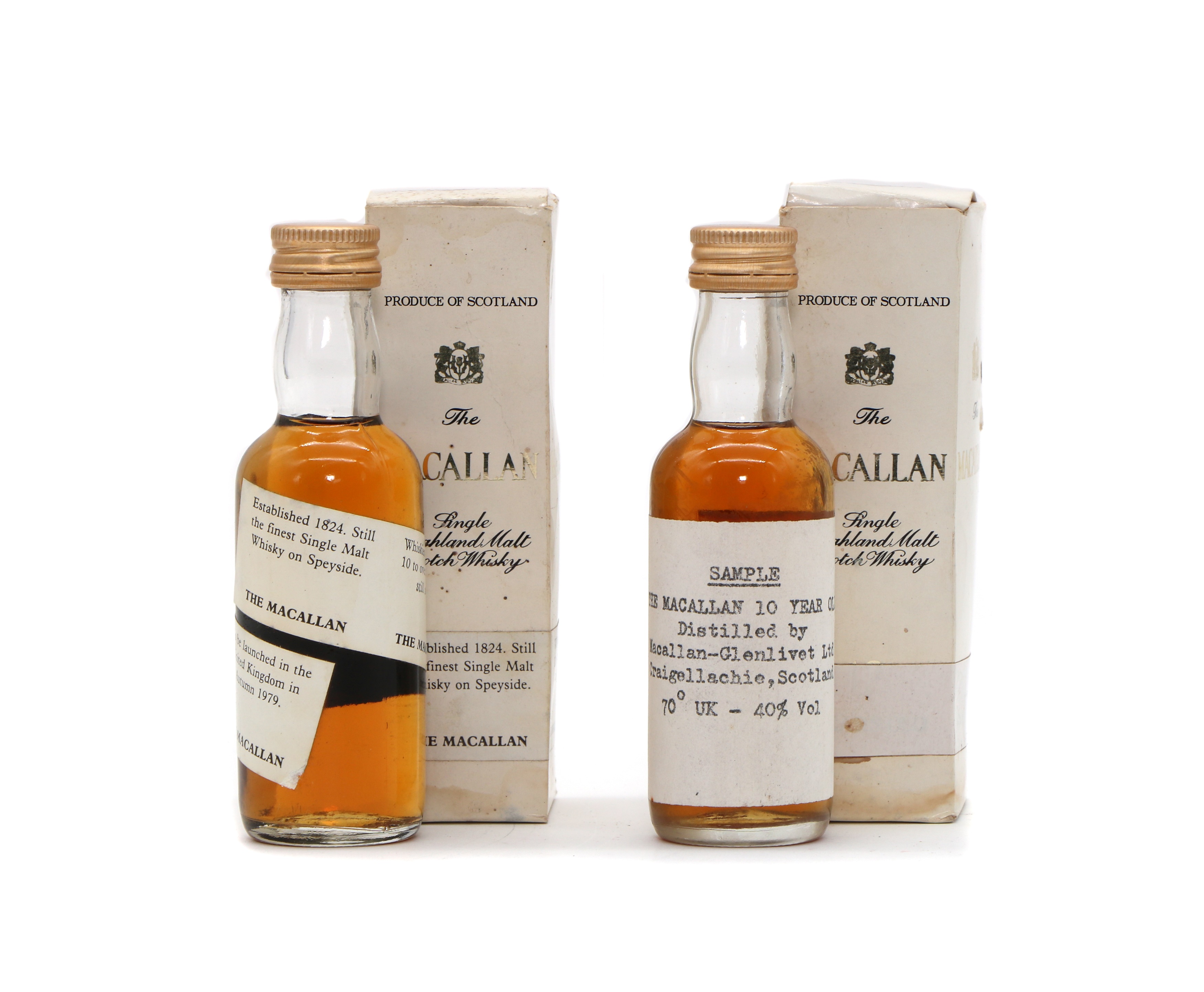 The Macallan spiral label miniature malt Scotch Whisky, 40% (1) and another miniature (£2,183)